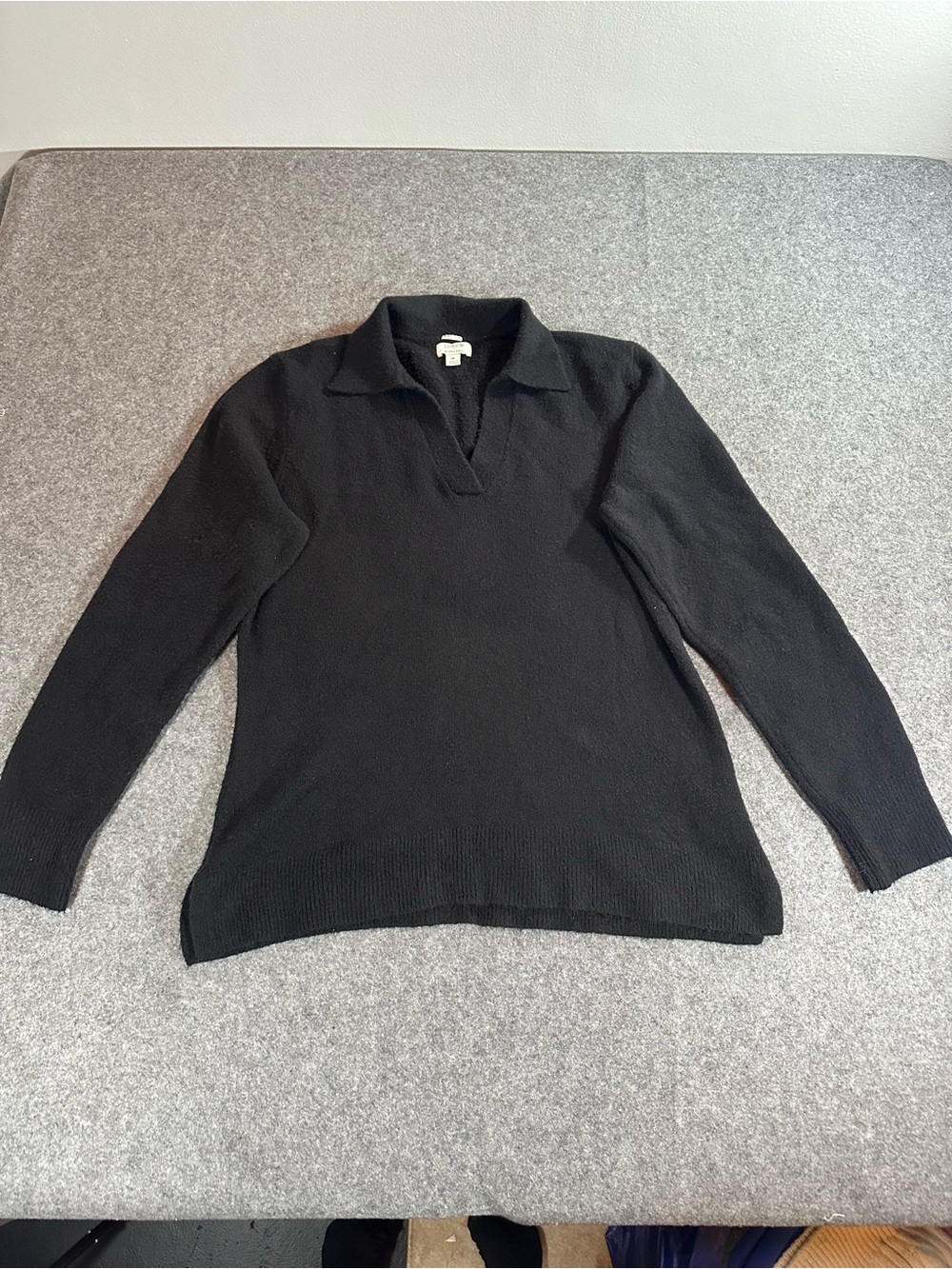 J. Crew Black V-Neck Collared Sweater